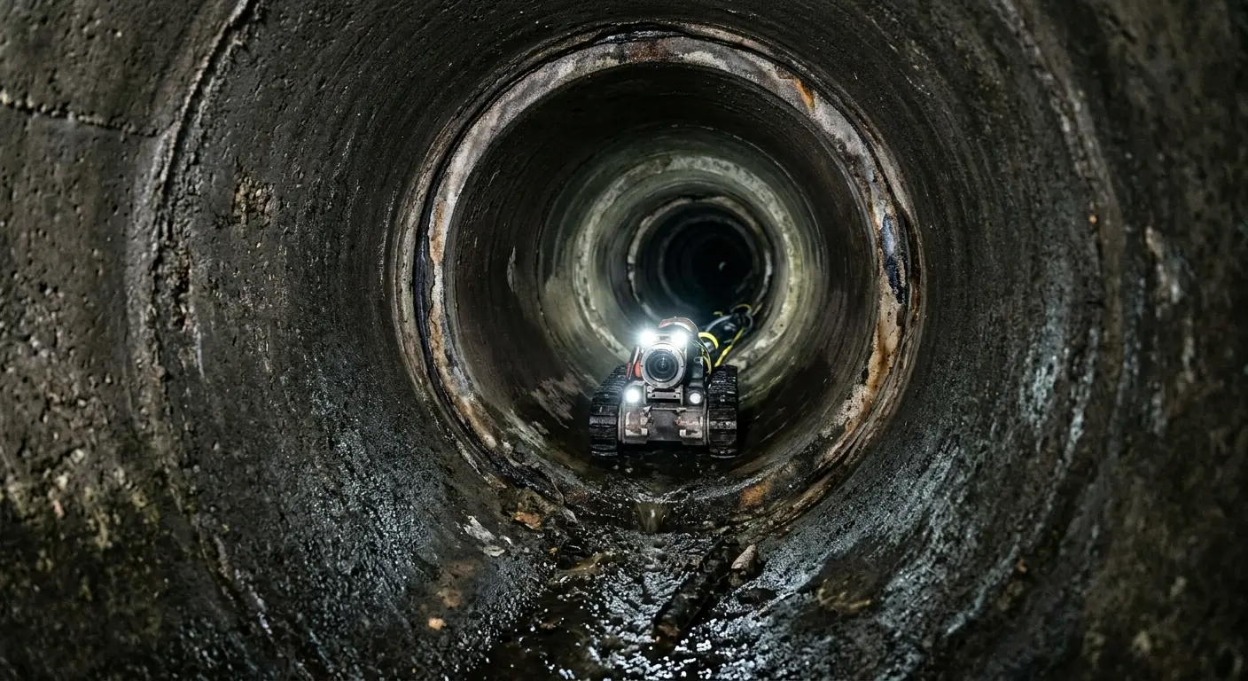 Robotic sewer camera inspecting pipe interior for Drain Snake Service in Mayo